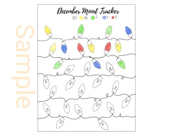 Rastreador de estado de ánimo imprimible de diciembre / Luces navideñas / bullet journal / planificador