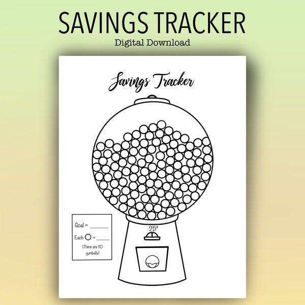 Printable Savings Tracker / Gumball Machine / budget / instant download