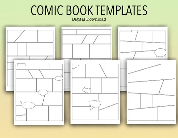 Printable Comic Book Templates / 6 Sheets / Instant Download 