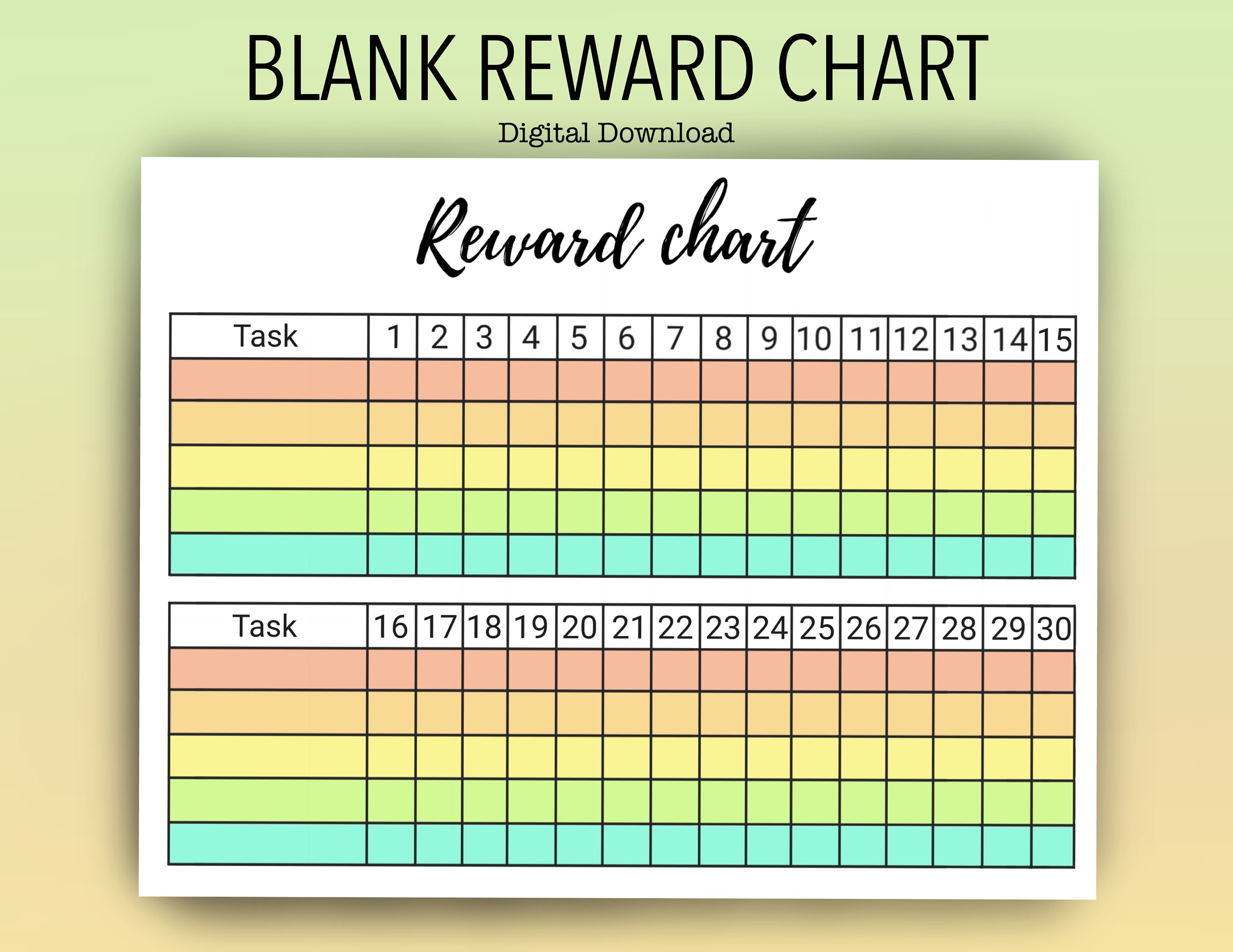 Kids Printable Blank Reward Chart / Monthly / sticker prize - Etsy México