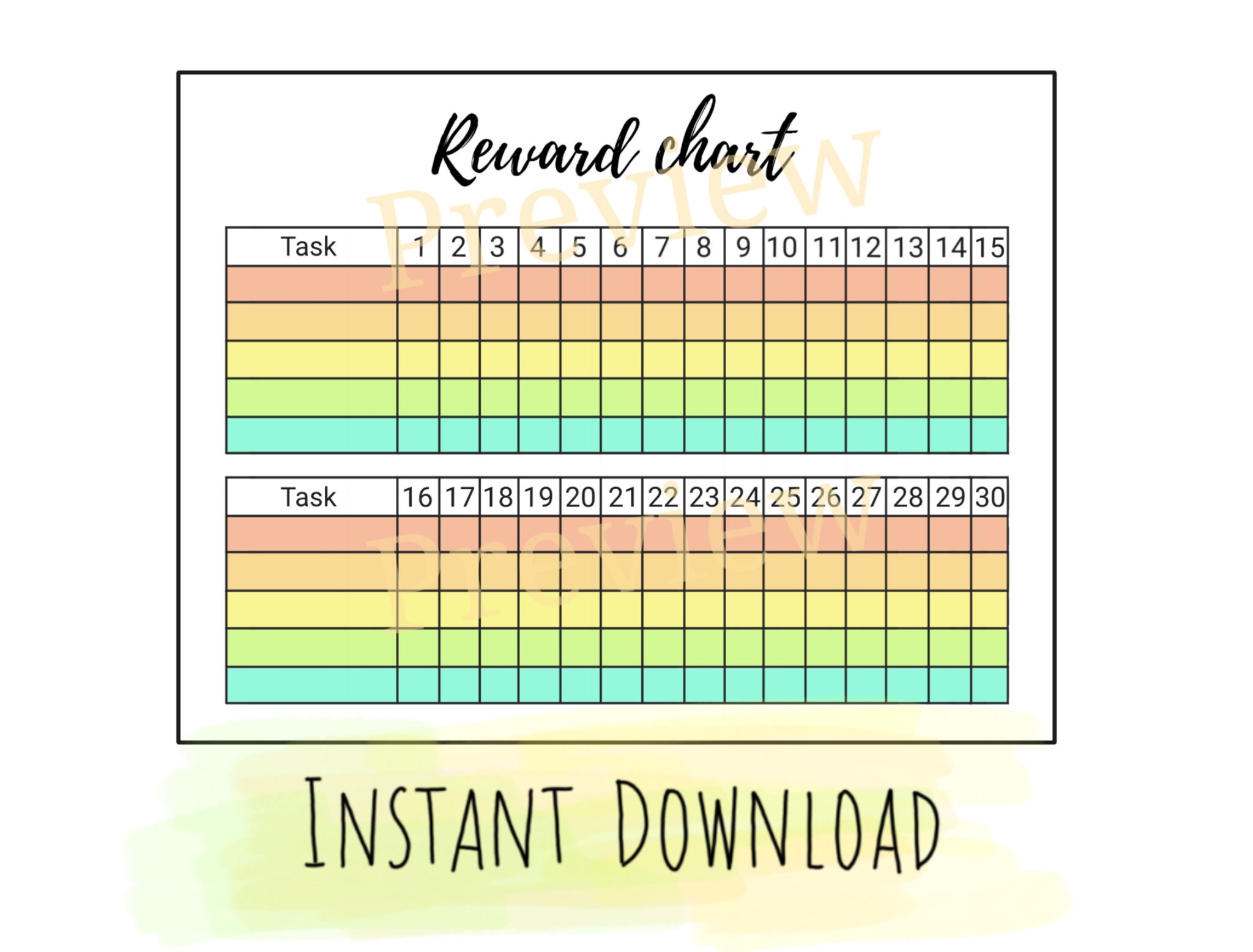 Kids Printable Blank Reward Chart / Monthly / sticker prize  Etsy For Blank Reward Chart Template