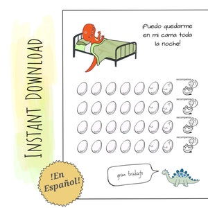 Niños imprimible Dinosaurio quedate en la cama tabla de recompensas / en español
