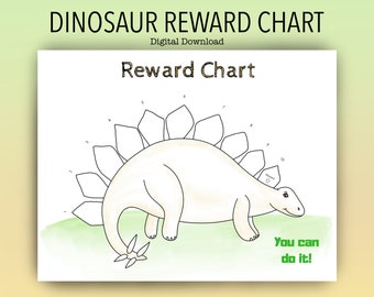 Cuadro de premios con pegatinas de dinosaurios para niños, imprimible, estegosaurio