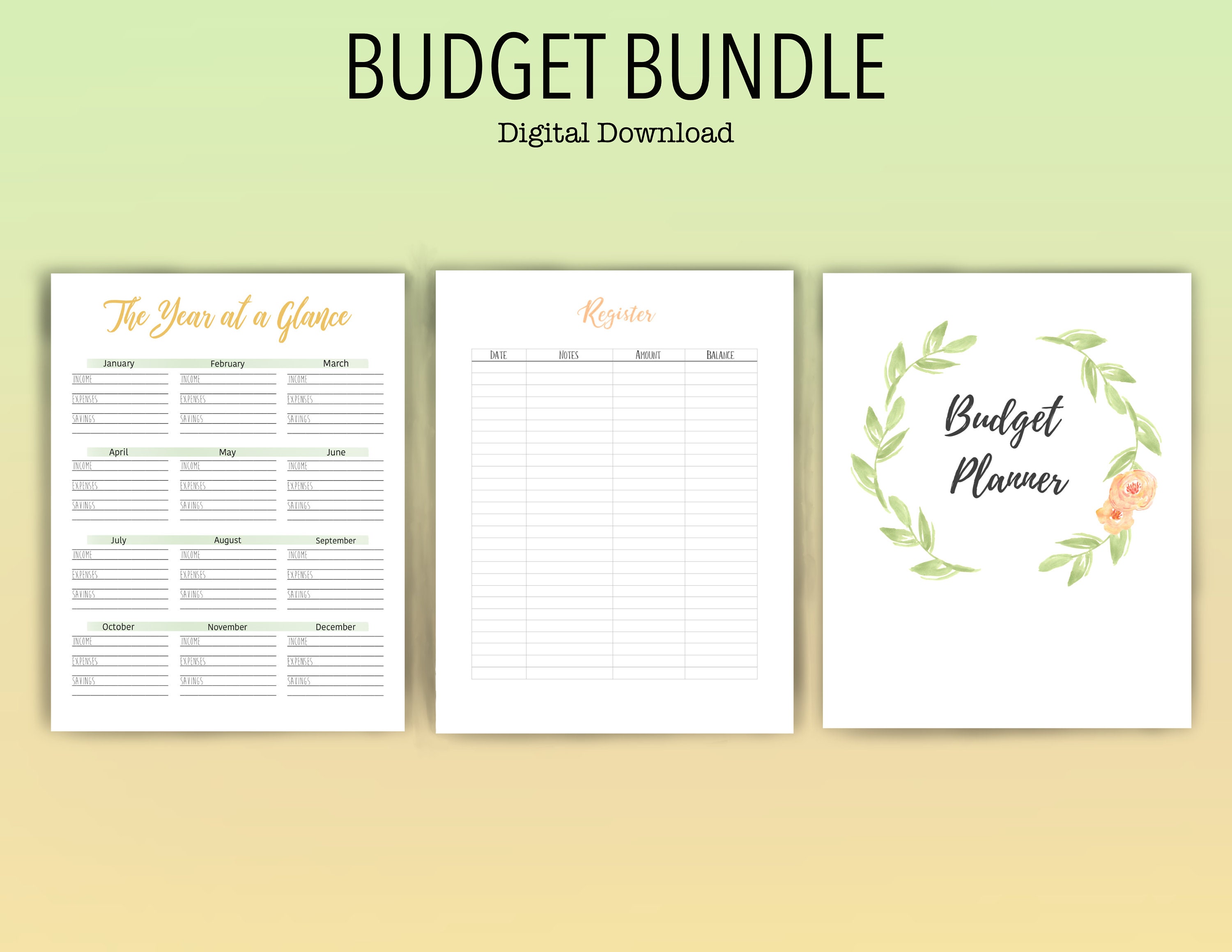 Printable Finance Bundle / Monthly Budget Planner / Instant Download - Etsy