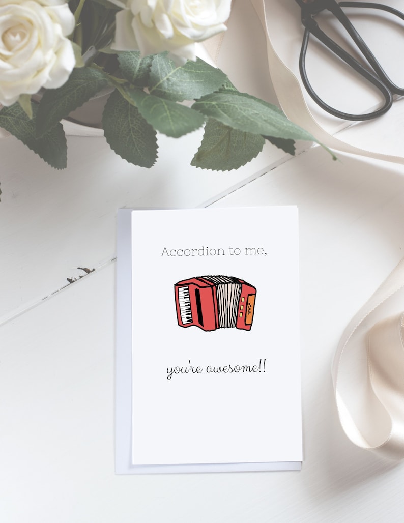 Printable Birthday Card / Accordion to Me / Instant Download Etsy