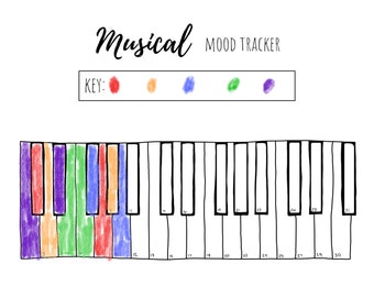 Printable Piano Mood Tracker / Musical mood tracker / Progress tracker / bullet journal / planner