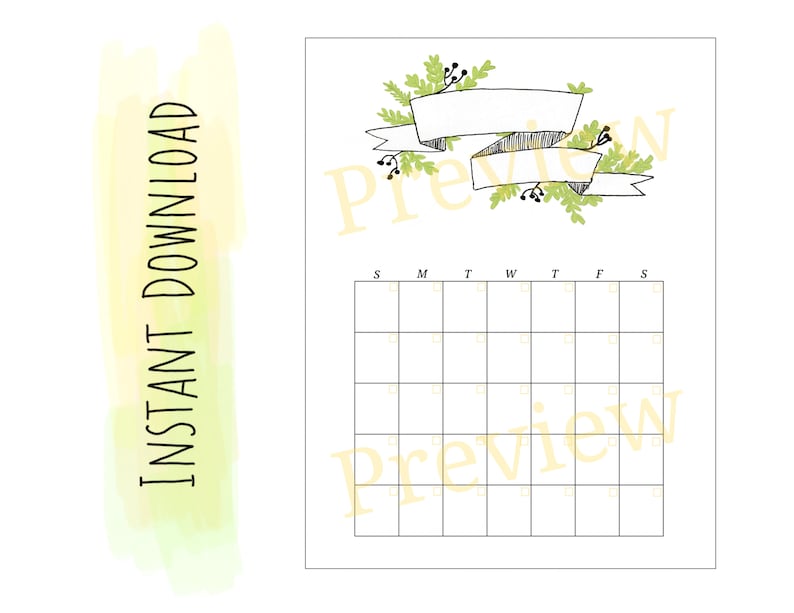 Printable Blank Calendar / Bullet Journal / Planner / Any Month - Etsy