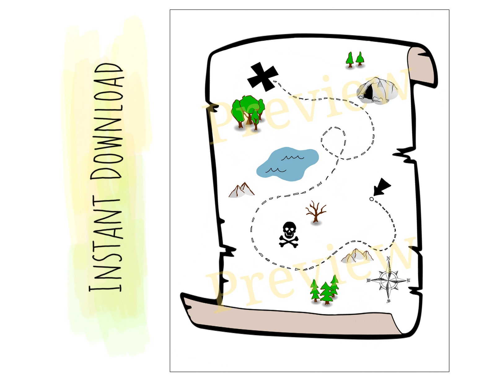 Kids Printable Treasure Map / Preschoolers / Pretend Play - Etsy