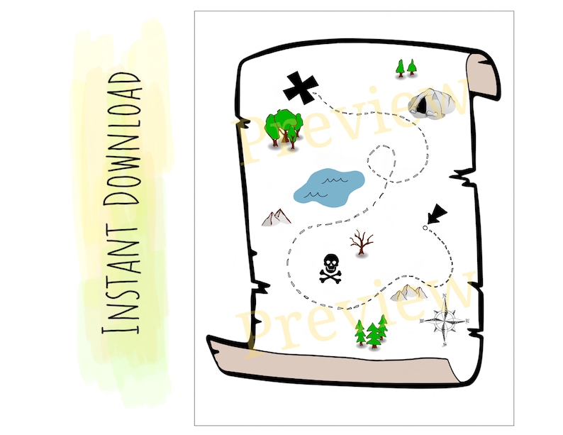 kids printable treasure map preschoolers pretend play