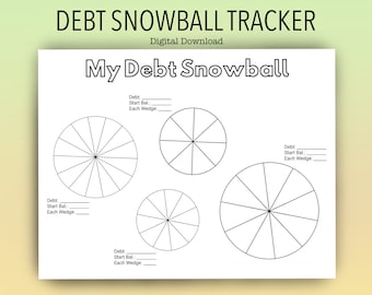 Rastreador de bola de nieve de deuda imprimible / gráficos circulares / presupuesto / descarga instantánea