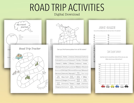 Set of 6 / Kids Printable Road Trip Bundle/ Road Trip Tracker | Etsy