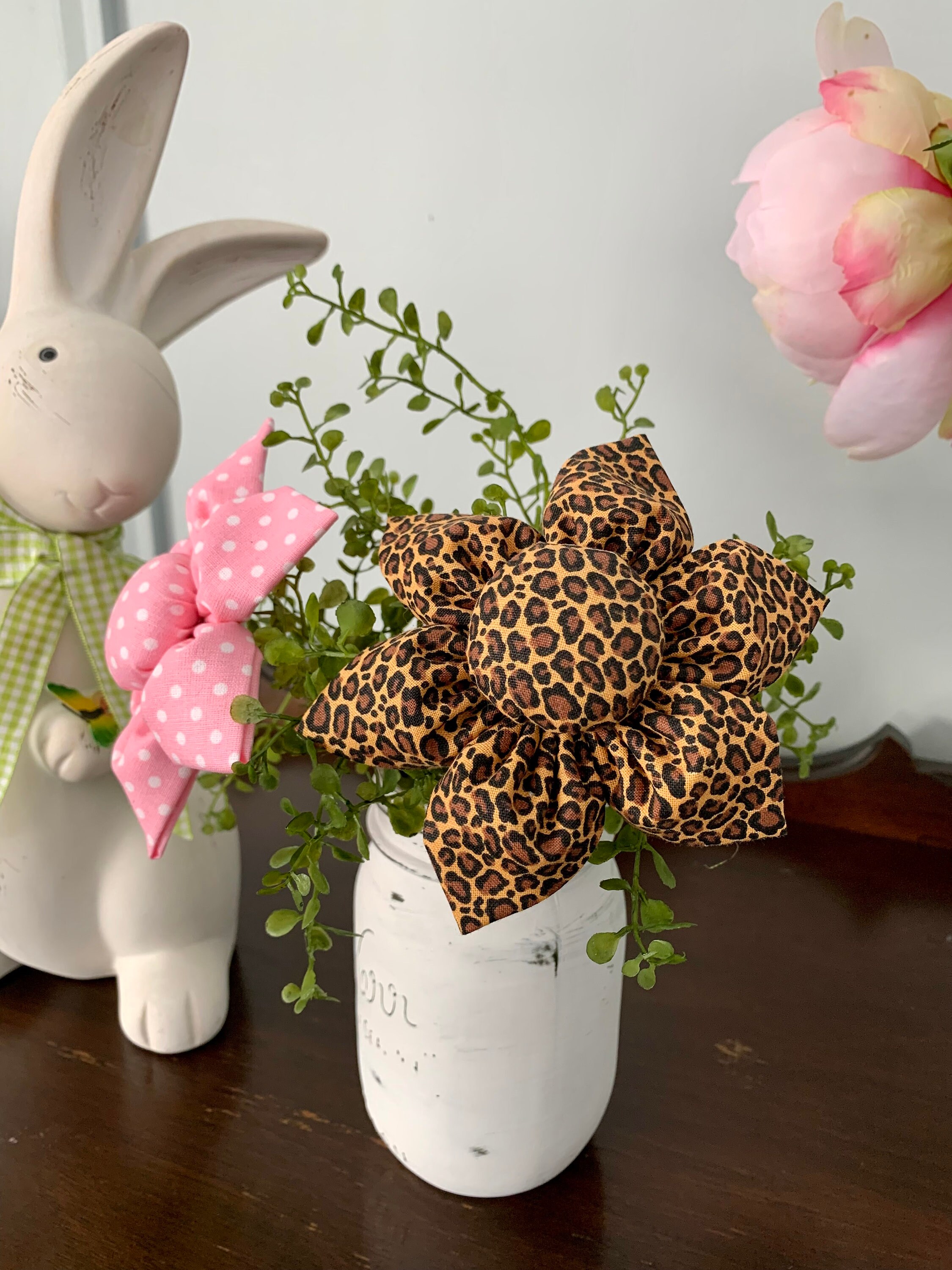 小物 PANTYDROPPER Dry Flower LEOPARD Leopard Print Fabric Flowers, Spring Decor, Wreath Attachment - Etsy
