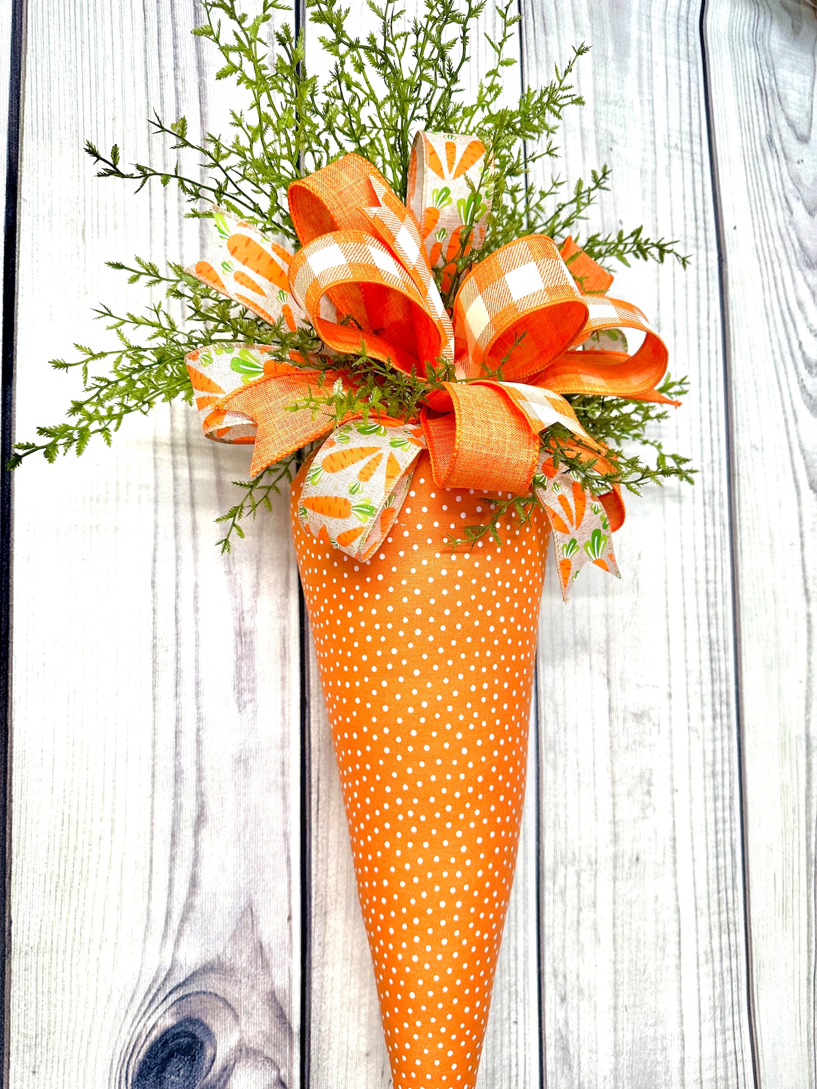 Easter Carrot Door Hanger Orange Polka Dot Fabric Carrot Etsy