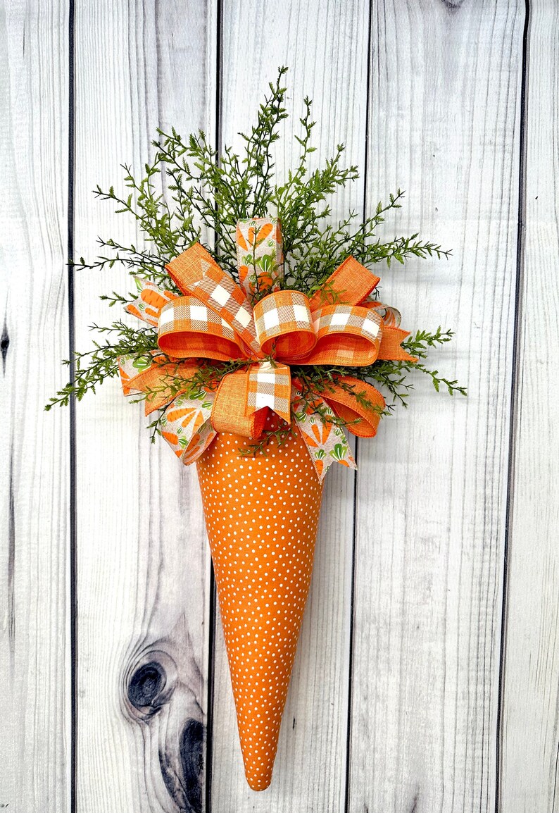 Easter Carrot Door Hanger Orange Polka Dot Fabric Carrot Etsy