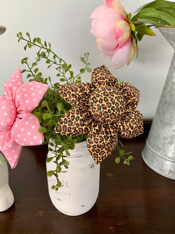 Leopard Print Fabric Flowers, Spring Decor, Wreath Attachment - Etsy
