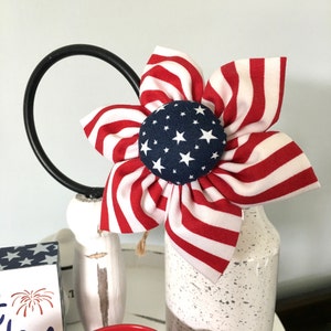 Patriotic Fabric Flowers, Red White and Blue Floral Picks, Patriotic Farmhouse Decor, Wreath Attachment, Tiered Tray Decor, Bowl Fillers