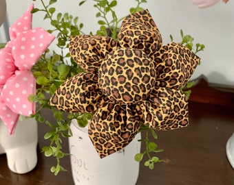 Leopard Print Fabric Flowers, Spring Decor, Wreath Attachment - Etsy