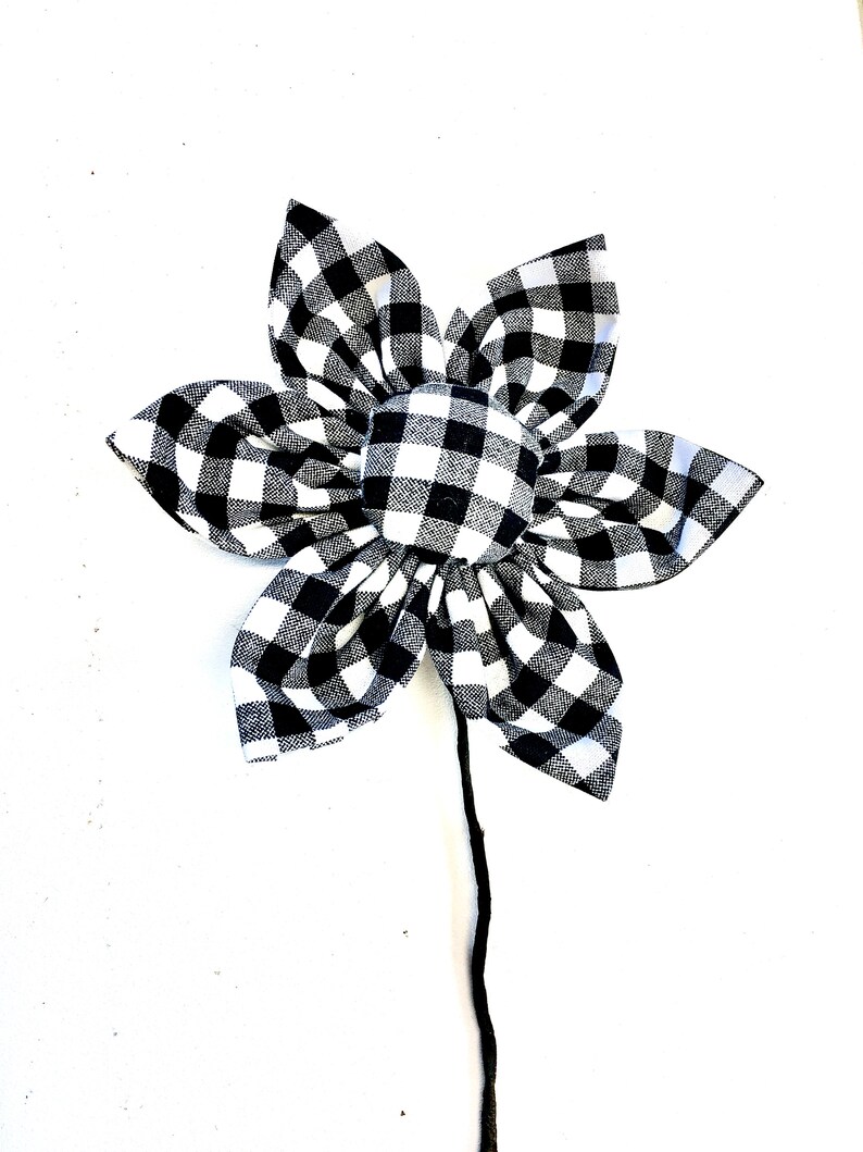 Black and White Check Fabric Flowers Buffalo Plaid Farmhouse Etsy