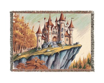 Mystic Castle Blanket: Folklore Tapestry Throw, Dark Academia Decor