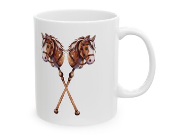 Hobby Horse Mug, Stickhorse Coffee Cup, Realistic Hobbyhorse Gift, Steckenpferd Horse Mug, Brown Hobbyhorse Tea Cup, Equestrian