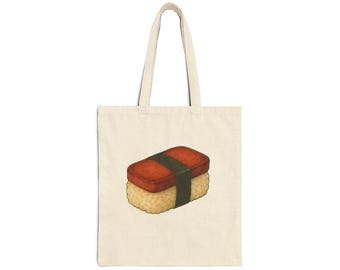 Spam Musubi Canvas Tote Bag | Hawaiian Spam Sushi Illustration
