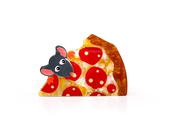 Pinza para el pelo con forma de rata de pizza