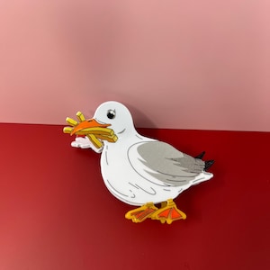 Seagull with French Fries Hair Claw Clip – Whimsical Beachy Chic