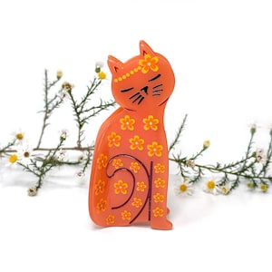 Floral Cat Hair Claw Clip, Novelty Hair Clip, Animal Hair Claw, girlish hair clip, trendy hair claw, acetate hair clip, Cat Lovers gift