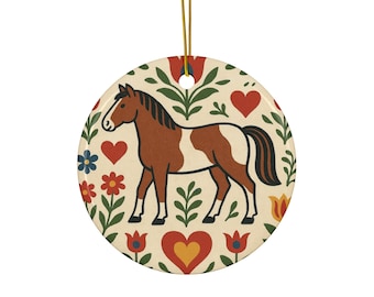 馬の陶器製オーナメント、乗馬クリスマスツリーの飾り