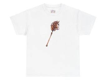 Koszulka Hobby Horse, koszulka Stickhorse, realistyczna koszula Hobbyhorse, prezent Steckenpferd, brązowy hobbykonik, koń na patyku, jeździec