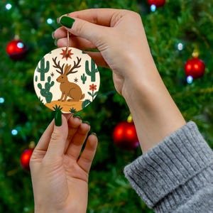 Jackalope Desert Ceramic Ornament | Jackrabbit Antler Southwestern Décor image 2