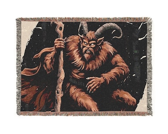 Krampus Christmas Woven Blanket: Gothic Holiday Decor