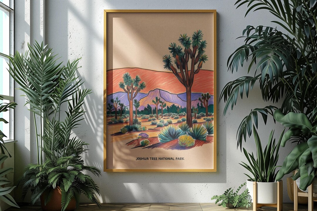Joshua Tree National Park Art Print: Desert Landscape Illustration ...