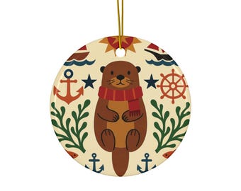 Otter Ornament - Nordisches Küsten Design, Keramik Weihnachtsdekor