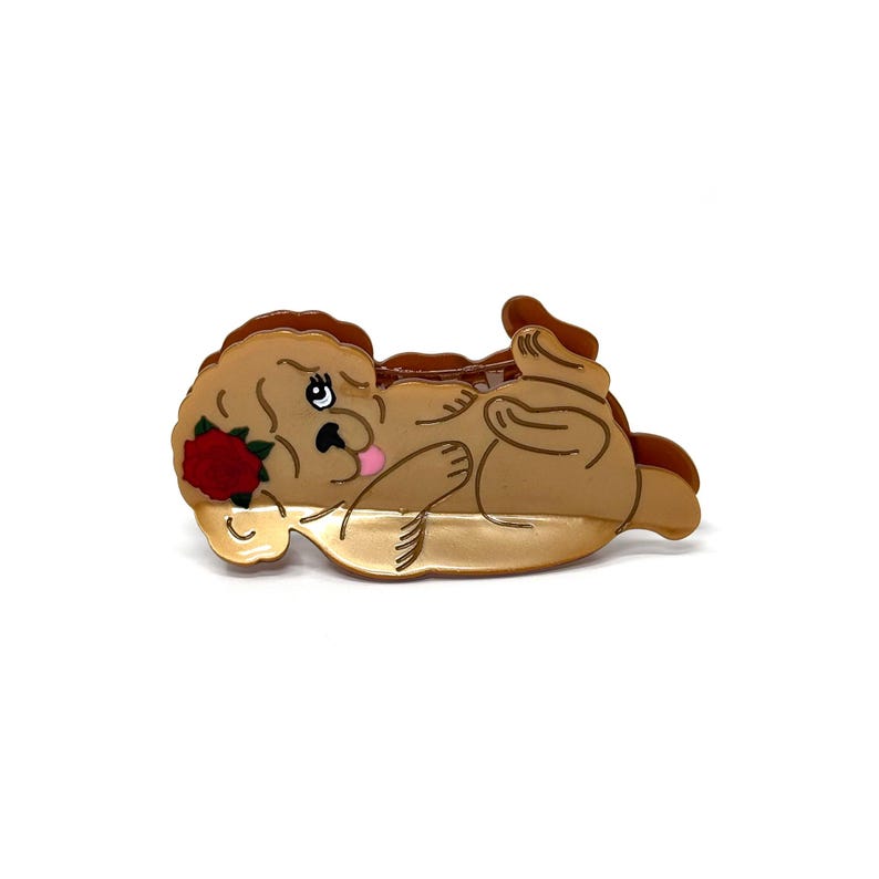 Pinza de pelo de perro esponjosa color canela: accesorio para amantes de las mascotas imagen 1