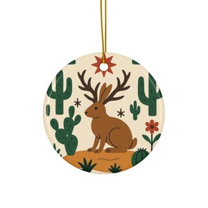 Jackalope Desert Ceramic Ornament | Jackrabbit Antler Southwestern Décor image 1