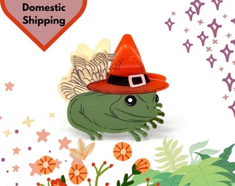 Fairycore paddenhaarklauwclip: Whimsigoth Witchy Frog-accessoire