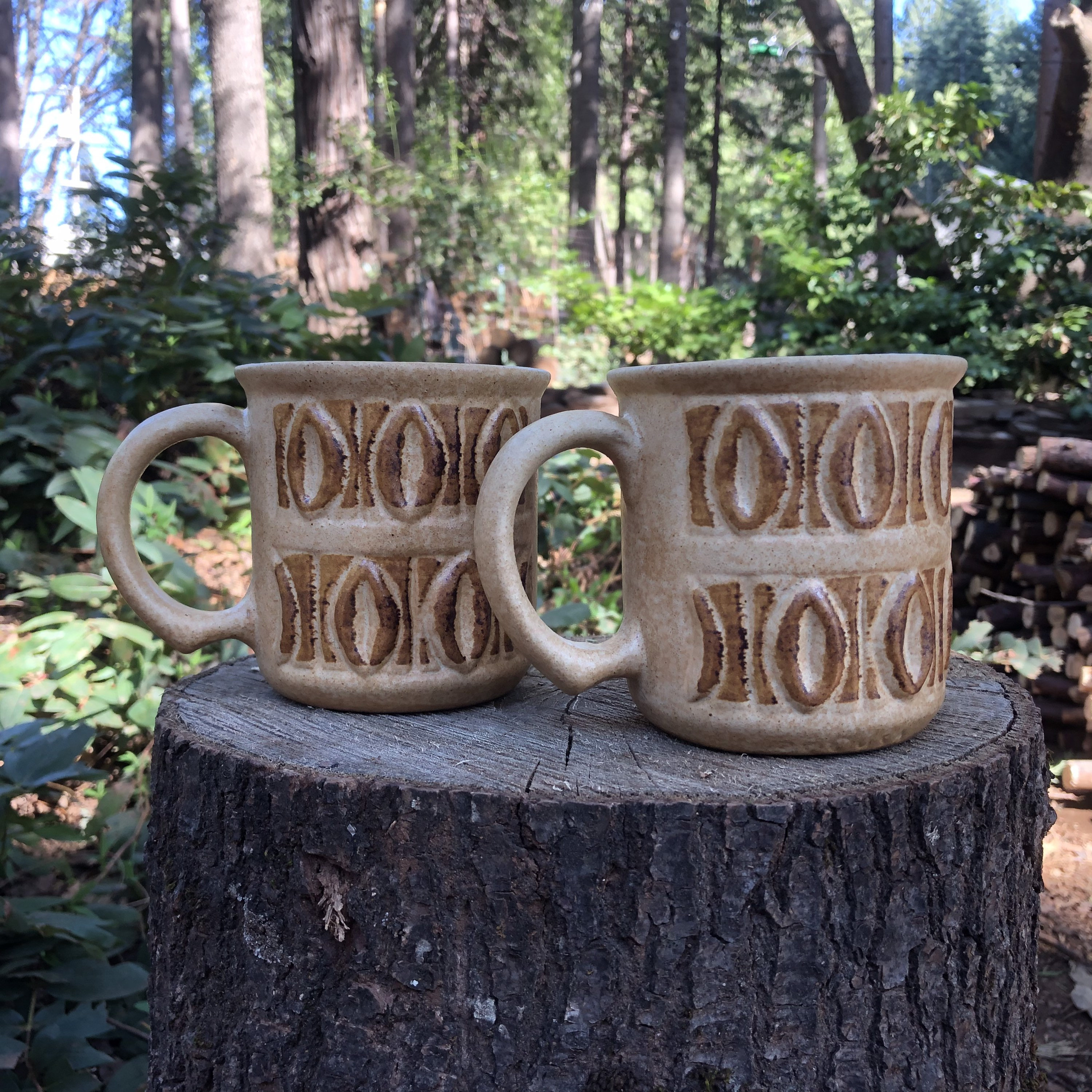 Vintage stoneware mug set set of stoneware coffee mugs Etsy