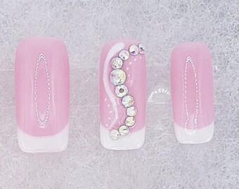 Pink Elegance - Fabriqué à la main - Appuyez sur les ongles - Nail Art