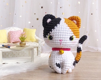 Minnie, the little calico kitten pattern | crochet cat pattern | amigurumi cat pattern | crochet calico cat | English & Spanish PDF pattern