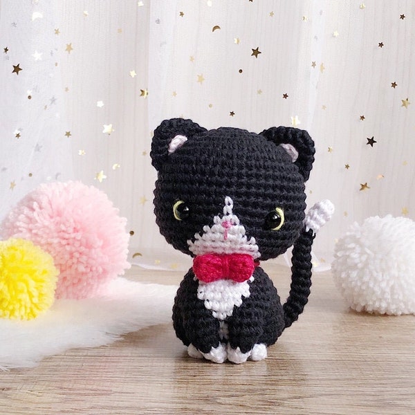 Charcoal, the little tuxedo kitten pattern | crochet cat pattern | amigurumi cat pattern | crochet tuxedo cat | English PDF pattern