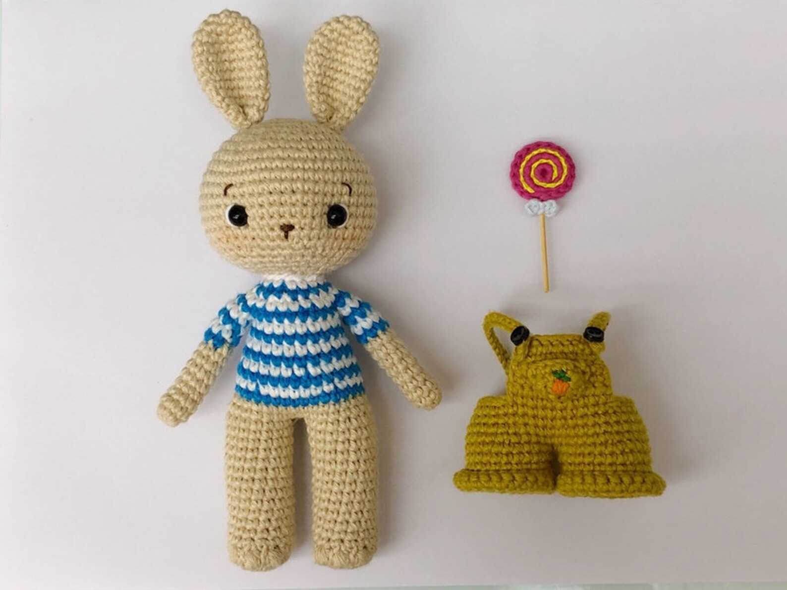 Crochet Boy Rabbit Pattern Alex, the Baby Boy Bunny Pattern | With Pink Swirl Lollipop Included ...