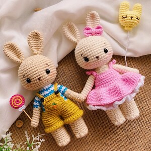 Alice, the baby girl bunny pattern with her bunny balloon included English PDF rabbit pattern bunny crochet image 7