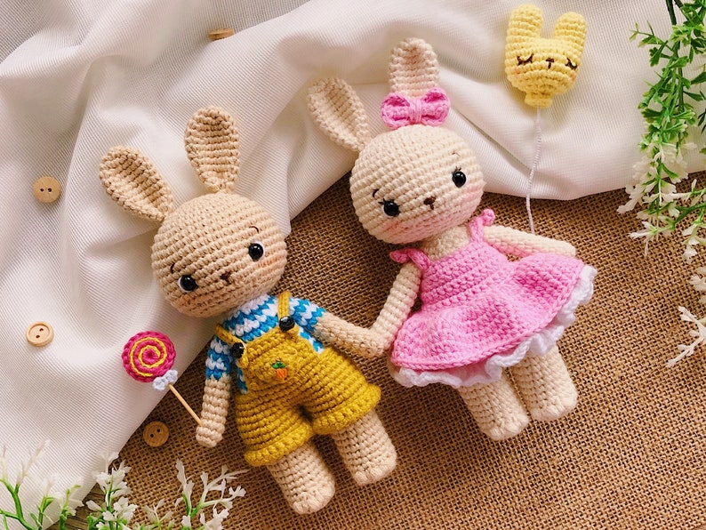 Alice, the baby girl bunny pattern with her bunny balloon included English PDF rabbit pattern bunny crochet image 7