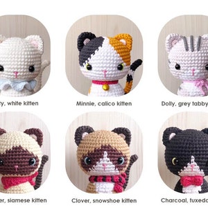 Bundle 6 in 1 Kitten Patterns | crochet cat pattern | amigurumi cat pattern | English PDF pattern