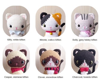 Bundle 6 in 1 Kitten Patterns | crochet cat pattern | amigurumi cat pattern | English PDF pattern