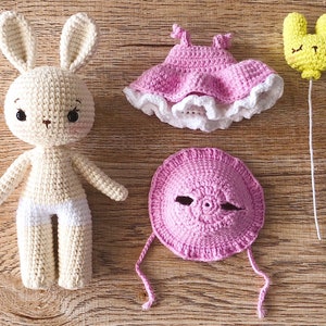 Alice, the baby girl bunny pattern with her bunny balloon included English PDF rabbit pattern bunny crochet image 6