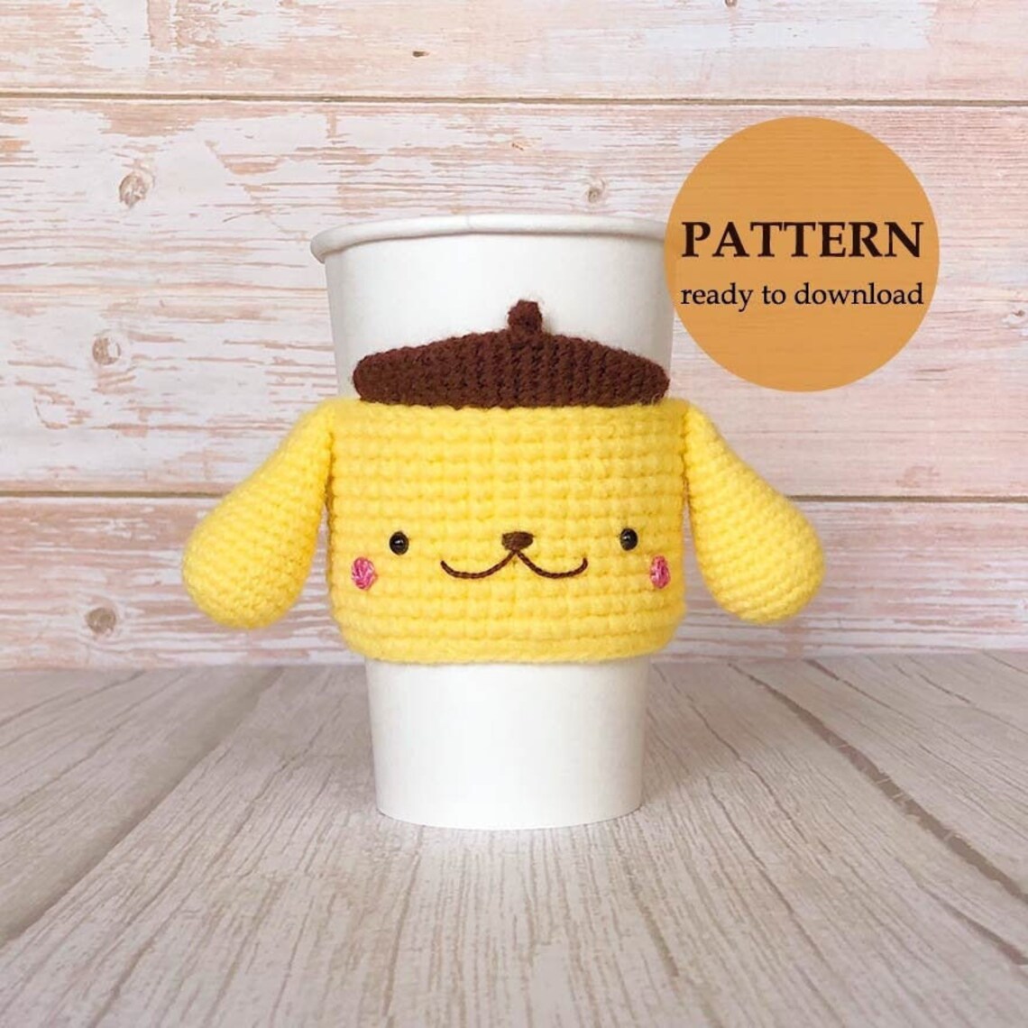 Pompompurin Crochet Cup Cozy Pattern Coffee Cup Cozy Etsy