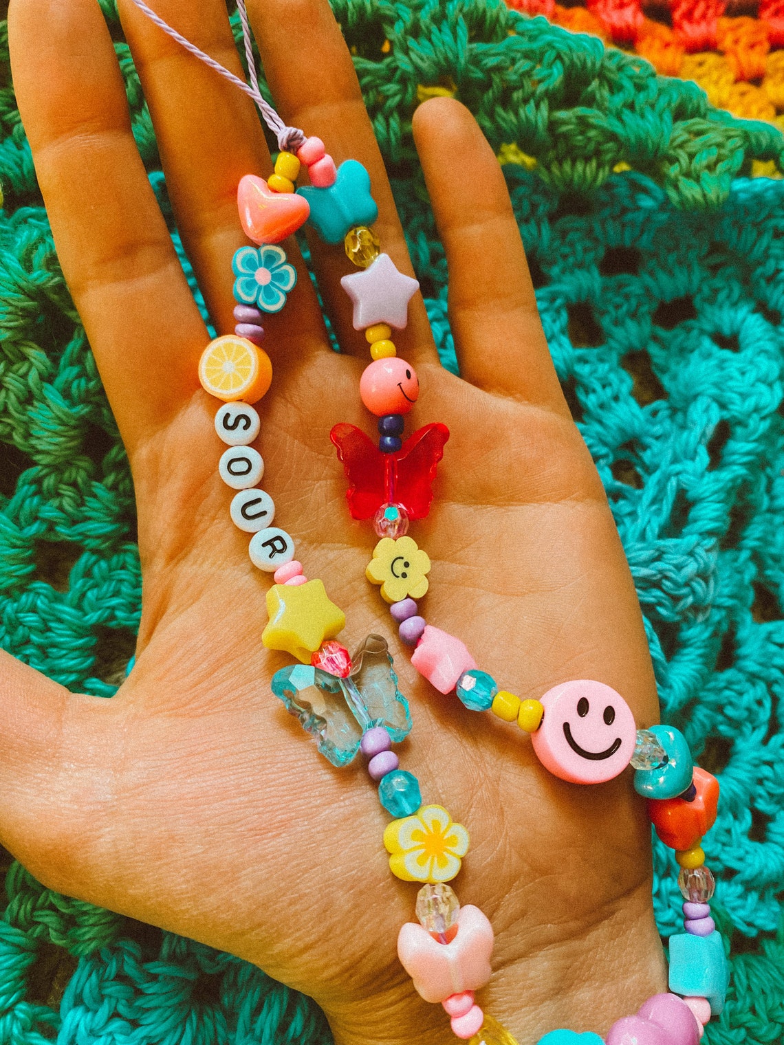 Beaded Phone Charm Y2K Aesthetic / 90s Inspired Etsy