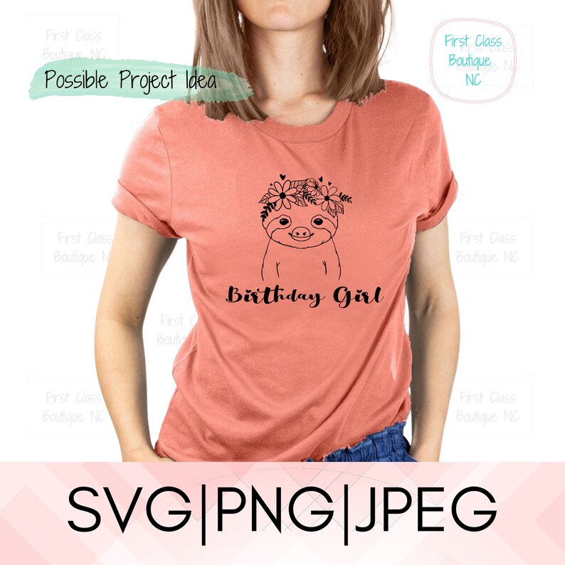 Download Sloth with Crown Birthday Girl SVG for Shirt Animal Iron ...